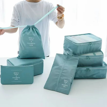 7-Piece Set Travel Bag Organizer Clothes Luggage Travel Organizer Blanket Shoes Organizers Bag Suitcase Pouch Packing Cubes