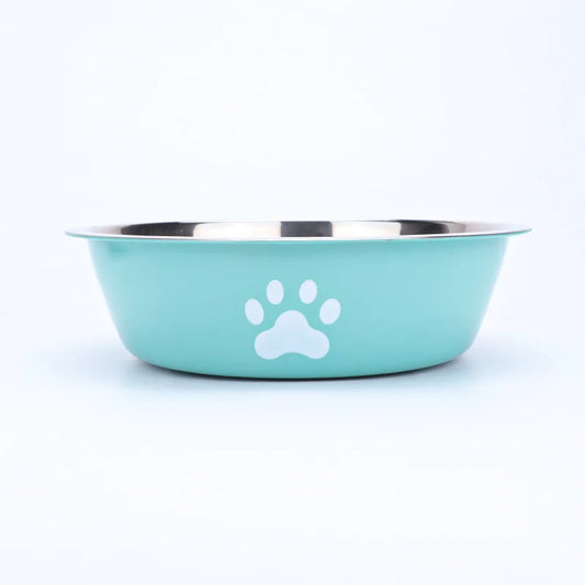 New Stainless Steel Dog Basin Paw Print Pet Supplies Cat Bowl Dog Bowl Silicone Anti-Slip Design Pet Drinking Water Feeding Bowl